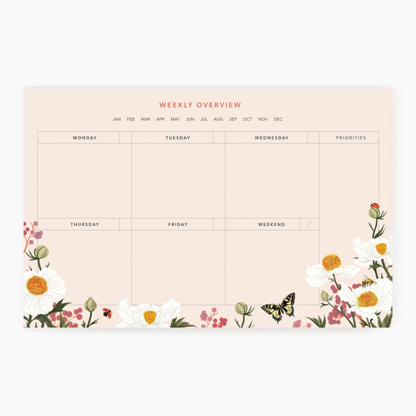 Oana Befort Poppy Field Weekly Overview Notepad