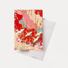 Esmie Pattern Cranes Collage Greeting Card - Red