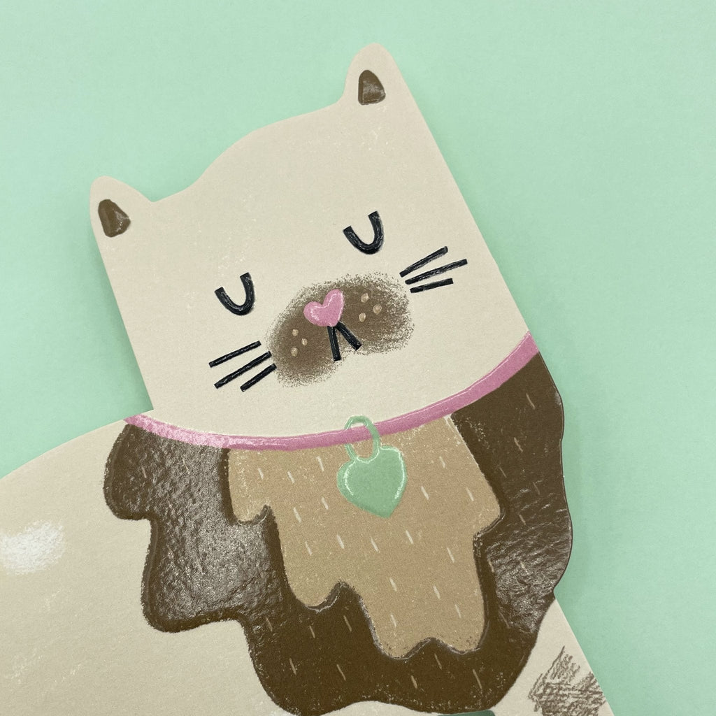 Raspberry Blossom Persian Cat Card