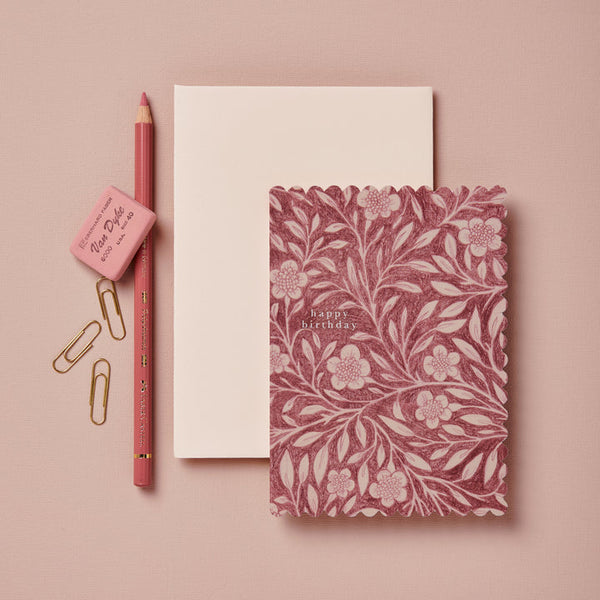 Wanderlust Paper Co. Pink Flora 'Happy Birthday' Card