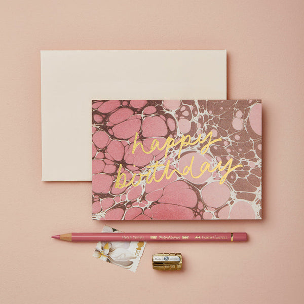 Wanderlust Paper Co. Pink Marble 'Happy Birthday' Card