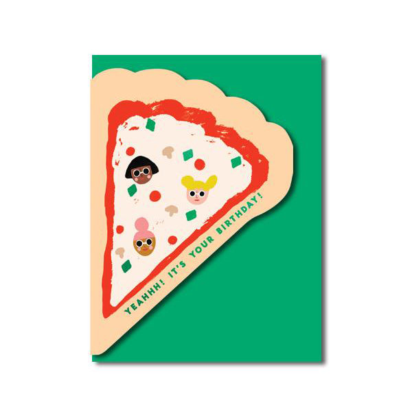 Carolyn Suzuki Pizza Die-Cut Birthday Card