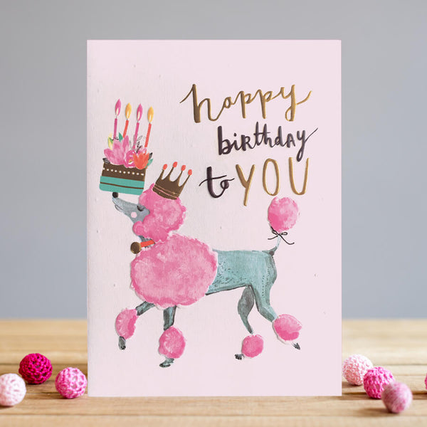 Louise Tiler Poodle & Cake Birthday Card