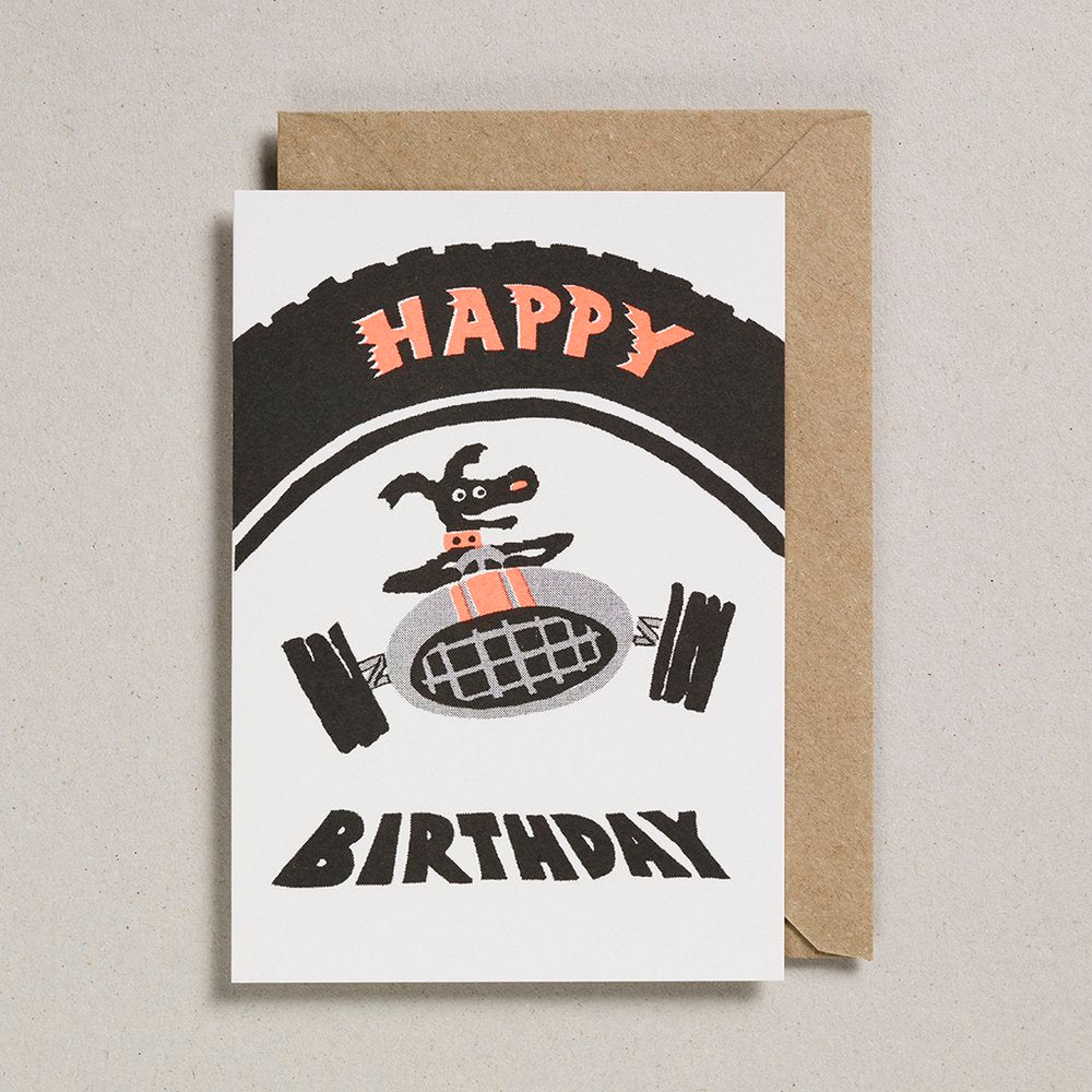 Petra Boase Race Car Dog Birthday Card