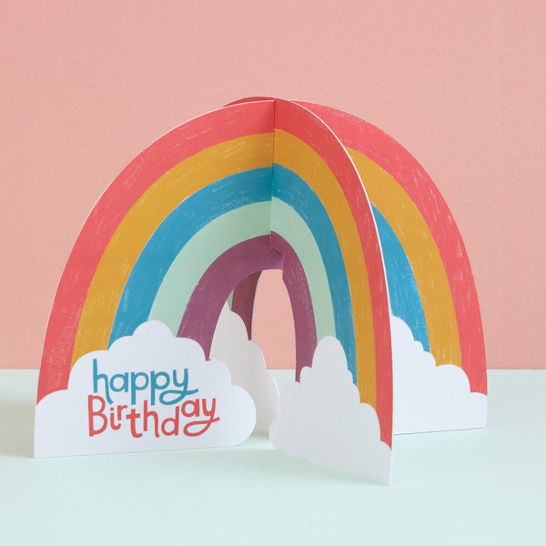 Raspberry Blossom Happy Birthday' 3D Fold-out Rainbow Card