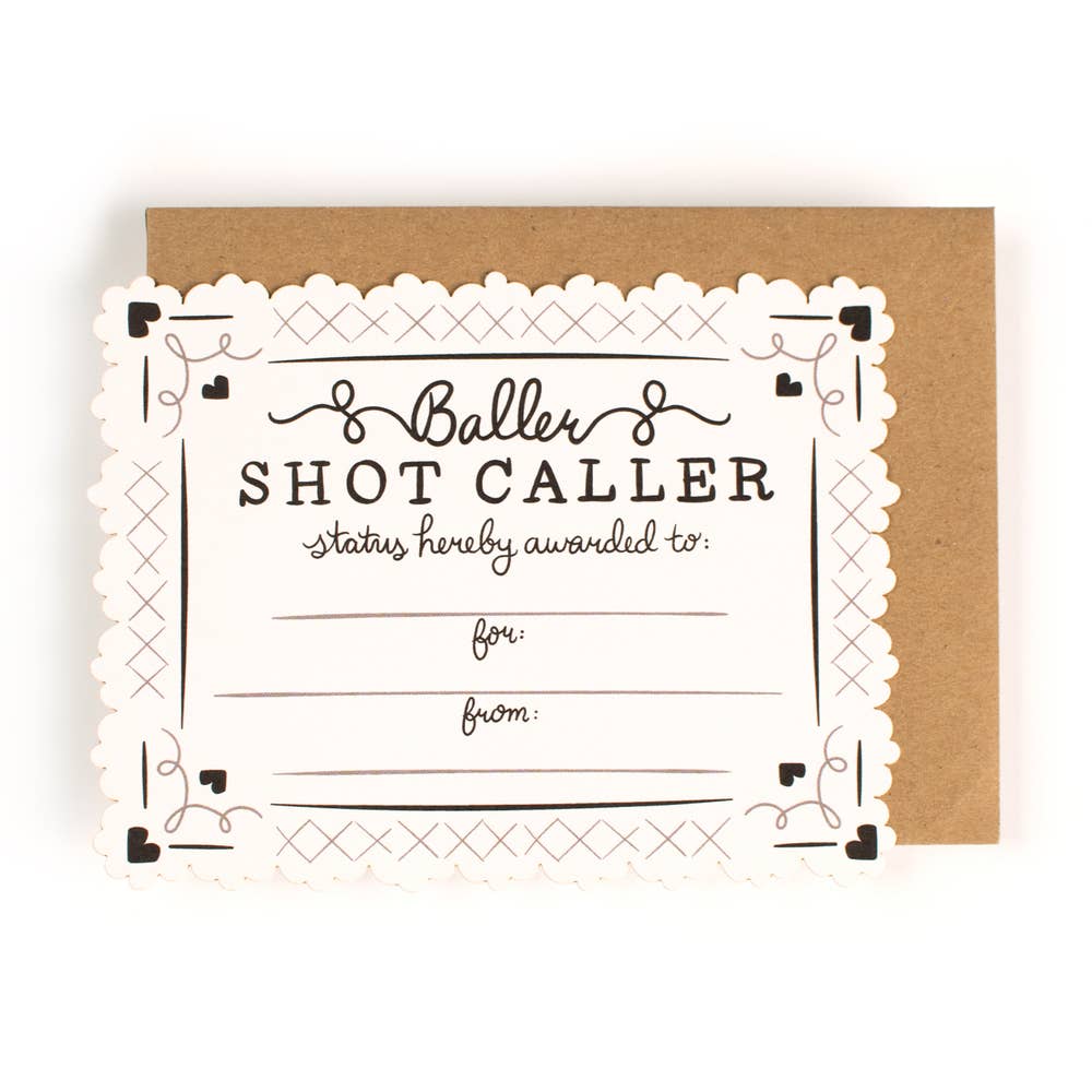 Little Low Shot Caller Certificate Card