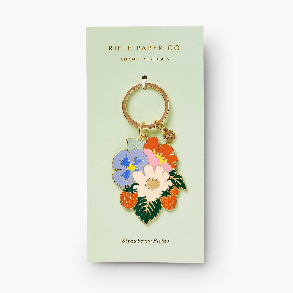 Rifle Paper Co. Strawberry Fields Enamel Keychain