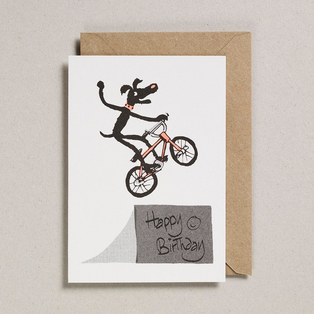 Petra Boase Stunt Bike Dog Birthday Card