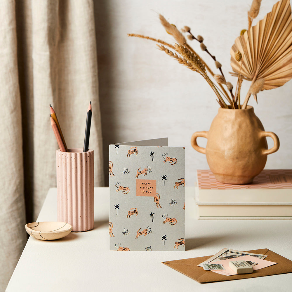 Katie Leamon Tigers Blue Birthday Card