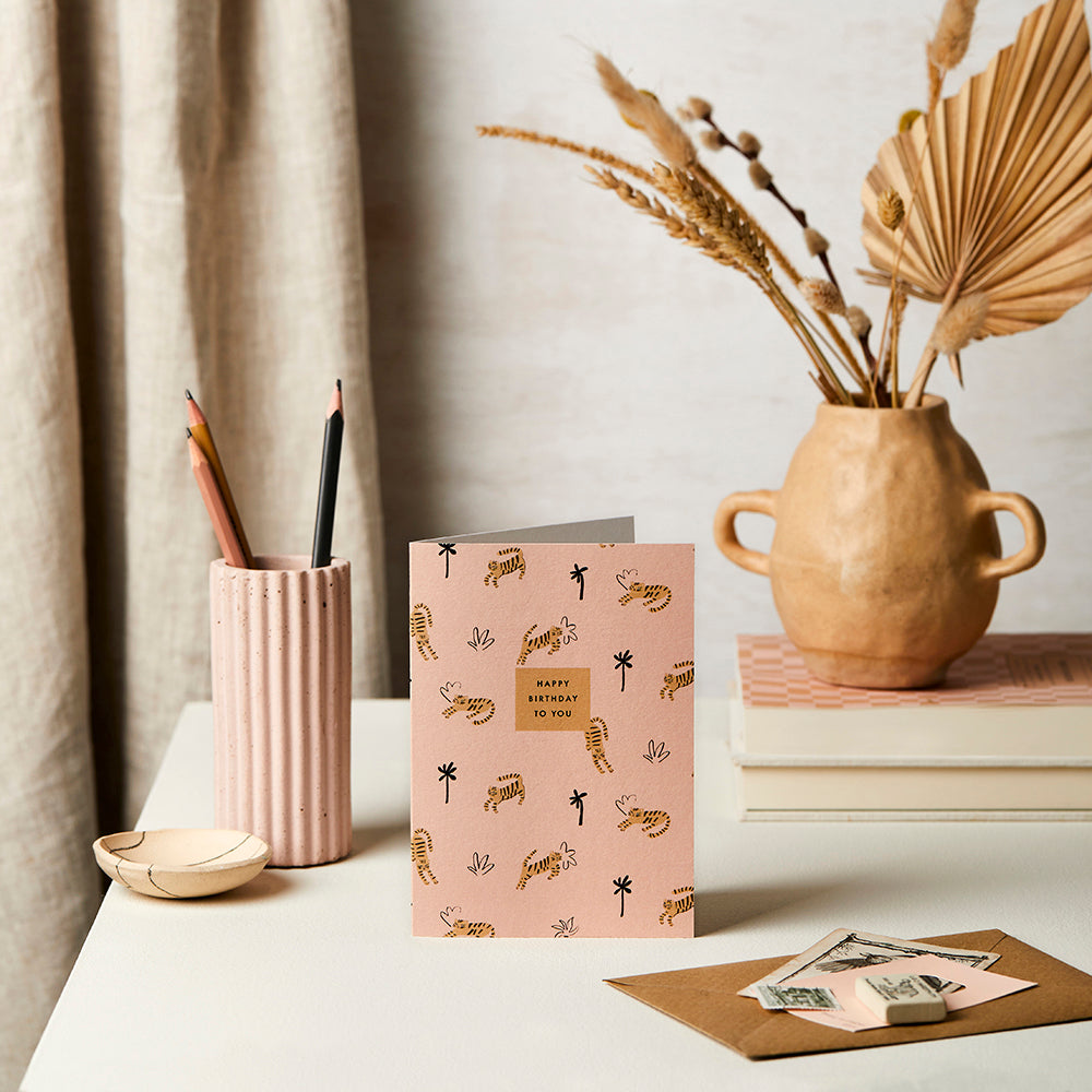 Katie Leamon Tigers Pink Birthday Card