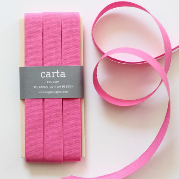 Studio Carta Tight Weave Cotton Ribbon | Wooden Paddle FUCHSIA