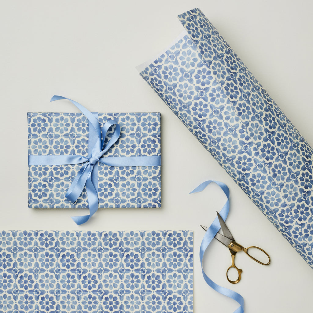 Wanderlust Paper Co. Blue Tiles Gift Wrap