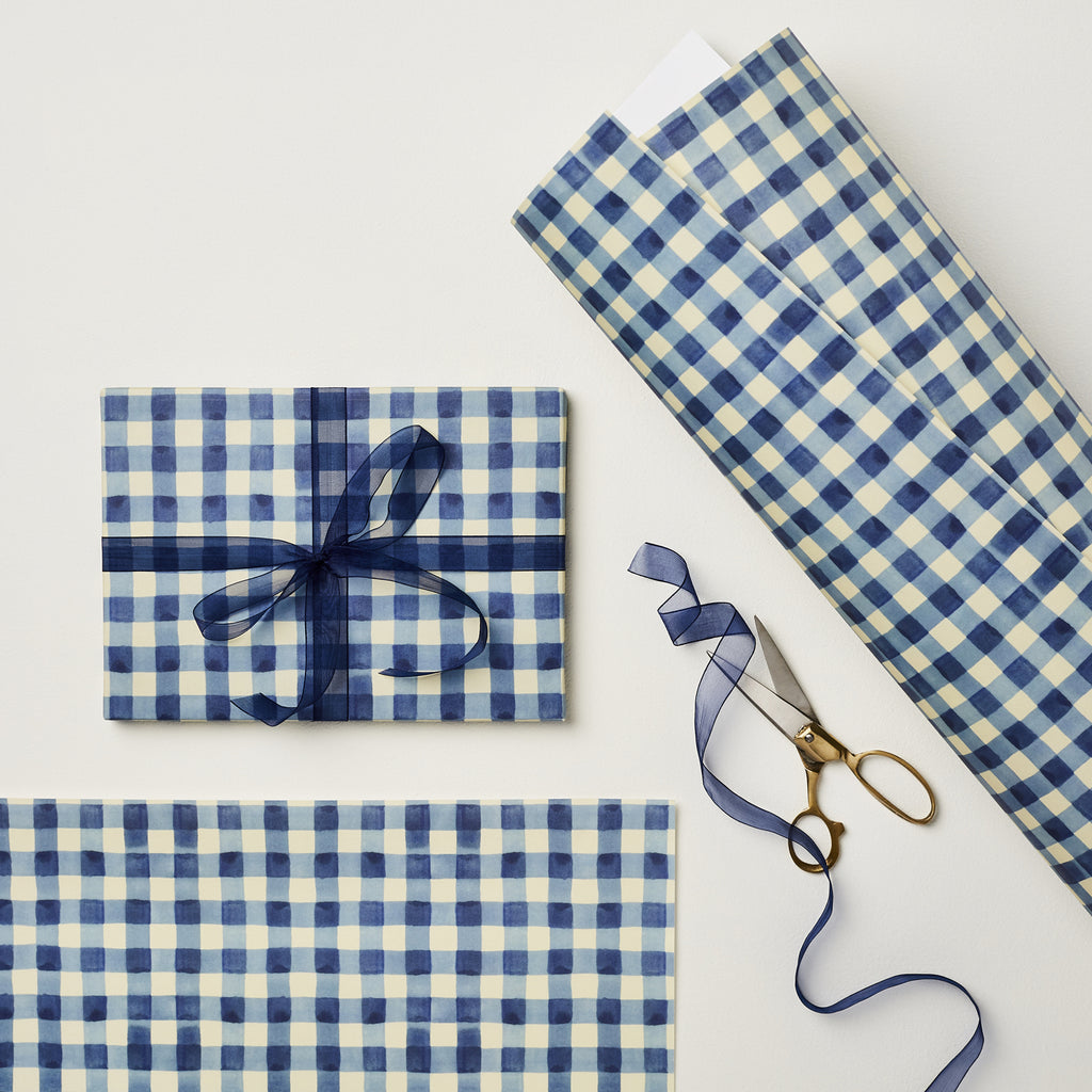 Wanderlust Paper Co. Blue Gingham Gift Wrap