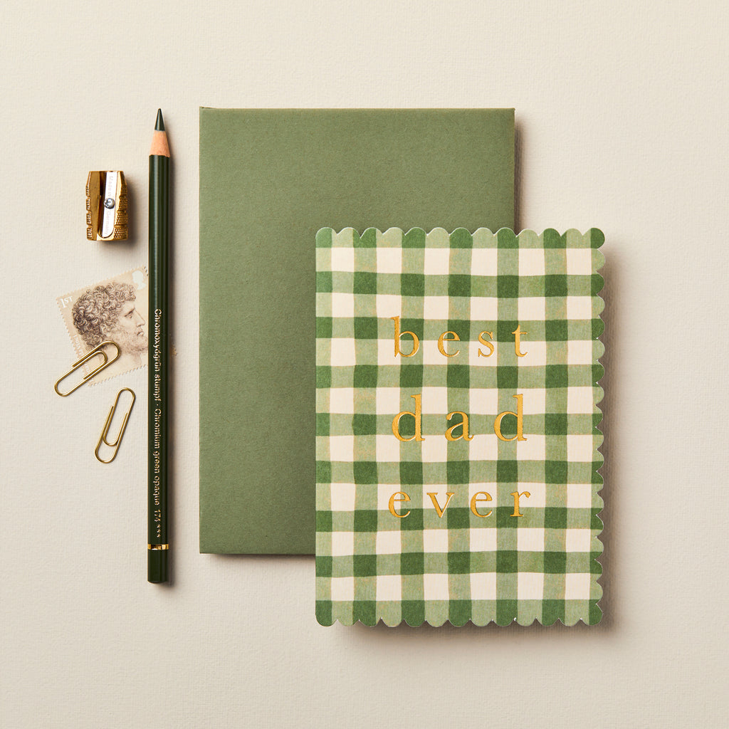 Wanderlust Paper Co. Green Gingham 'Best Dad Ever' Card