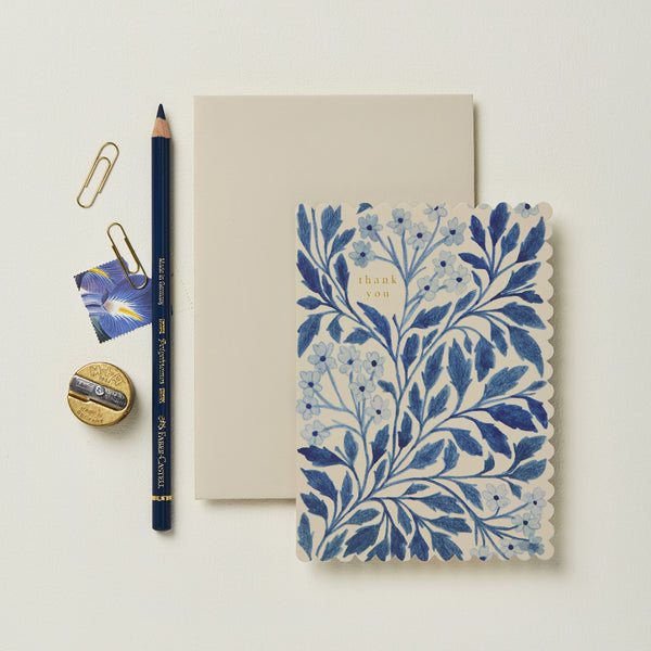 Wanderlust Paper Co. Blue Flora 'Thank You' Card