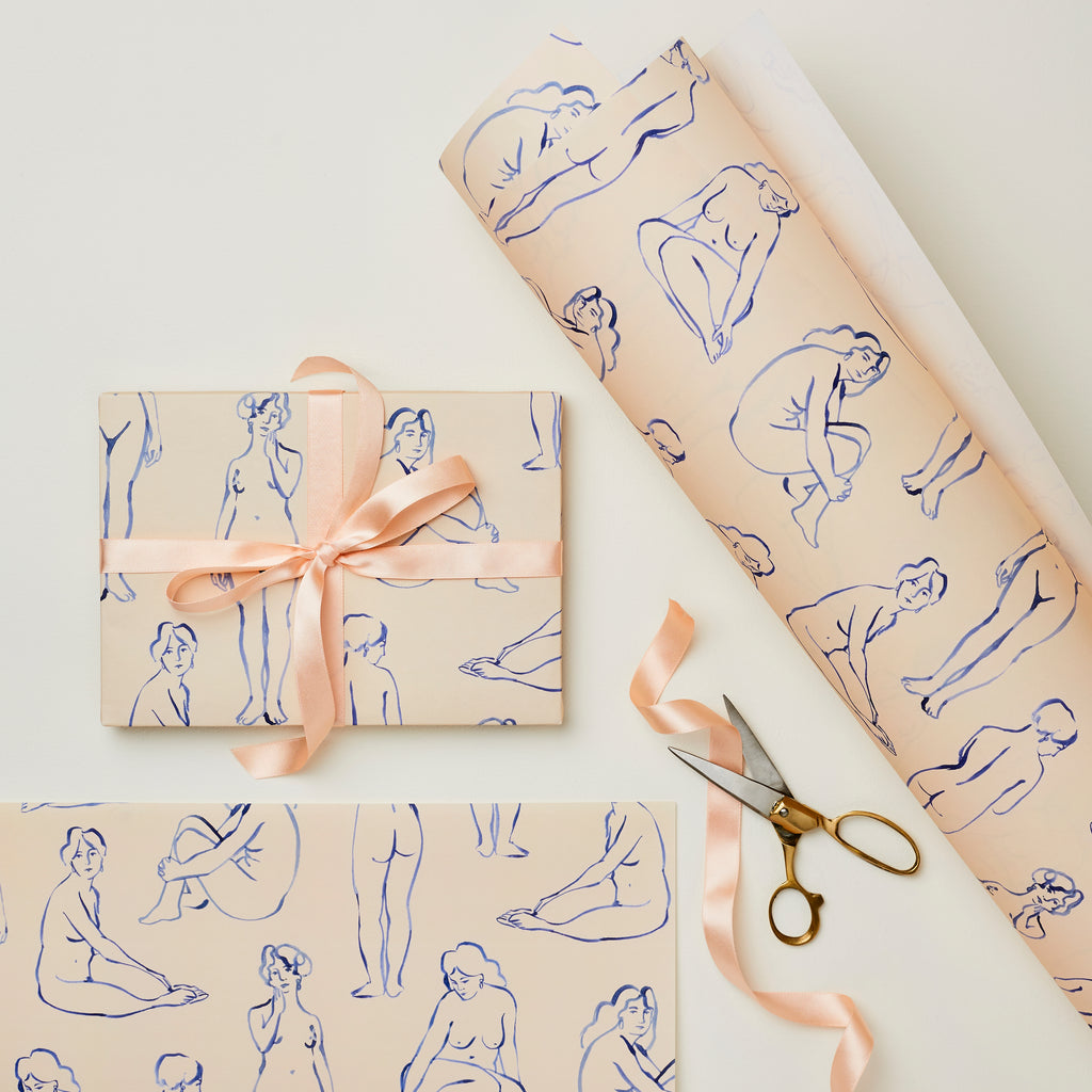 Wanderlust Paper Co. Blue Nudes Gift Wrap