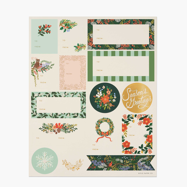 Rifle Paper Co. Winter Floral Christmas Stickers & Labels