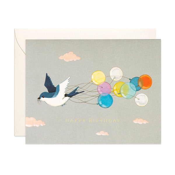 JooJoo Paper - Swallow and Balloons Birthday Card