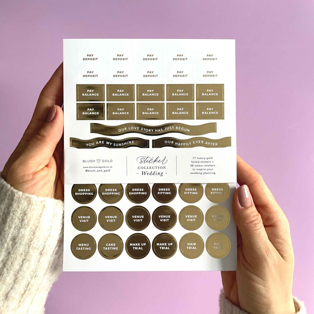 Blush And Gold - Wedding Sticker Pack (3 sheets)