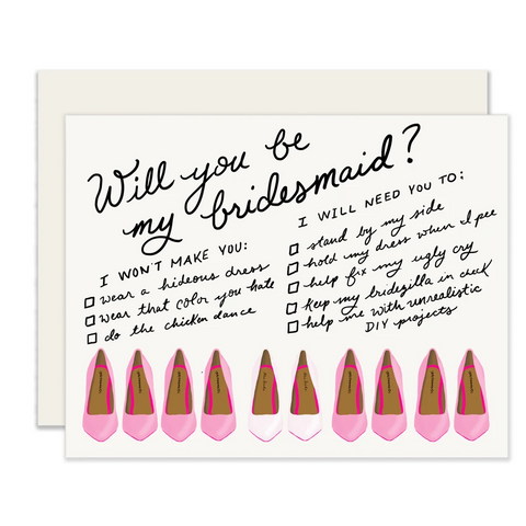 Slightly Stationery Bridesmaid Shoes Card