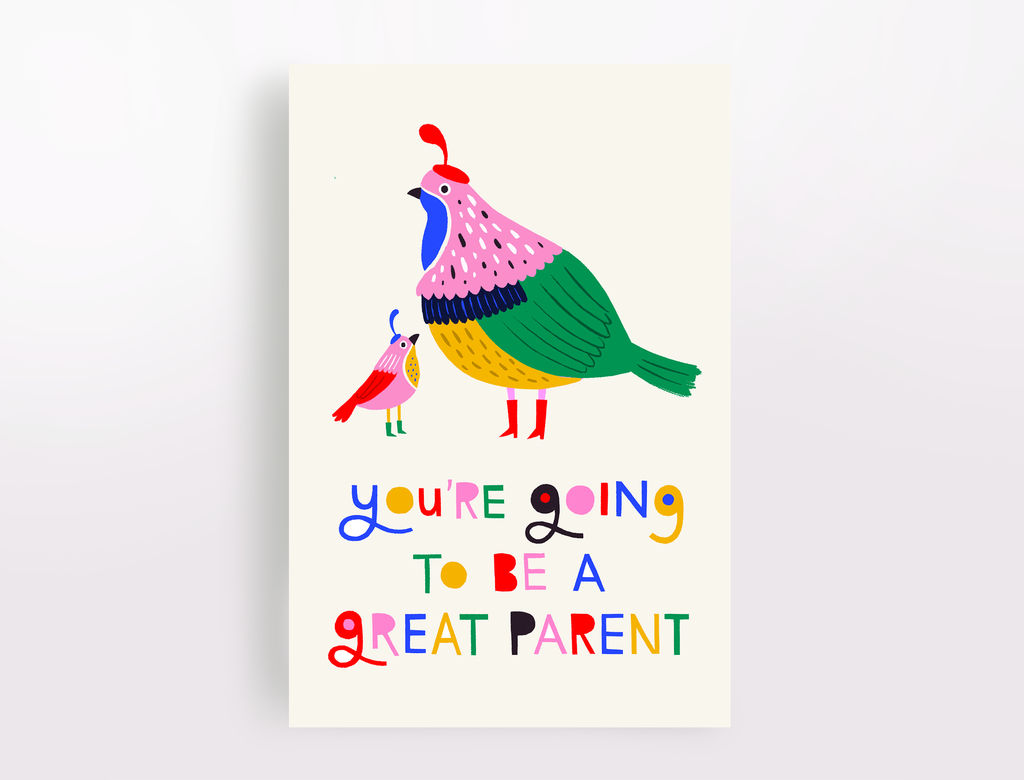 Angelope Design - Quail New Baby Congrats Greeting Card