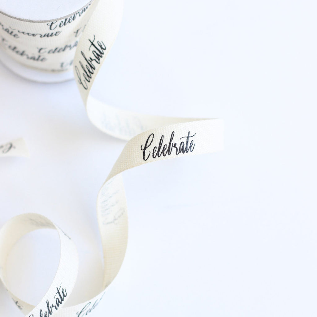 Studio Carta Cotton Ribbon - Celebrate Calligraphy Ribbon