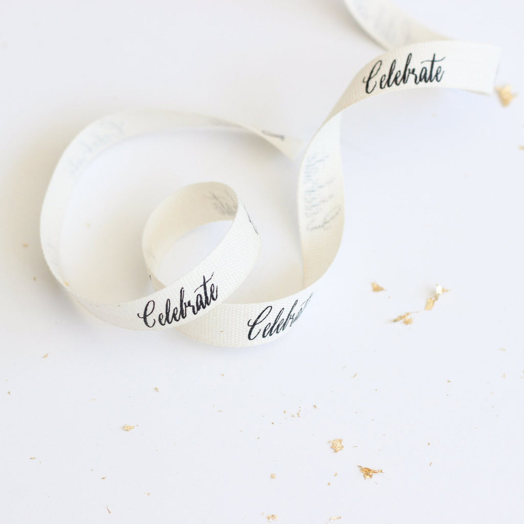 Studio Carta Cotton Ribbon - Celebrate Calligraphy Ribbon