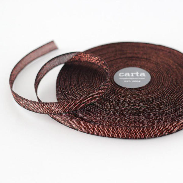 Studio Carta Metallic Loose Weave Ribbon - Black & Copper (2m Lengths)