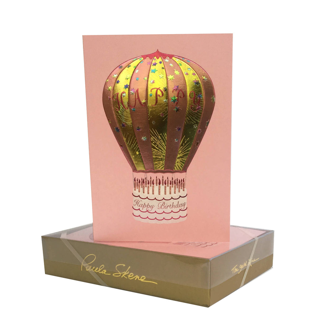 PAULA SKENE DESIGNS - Hot Air Balloon Birthday Card on Pink