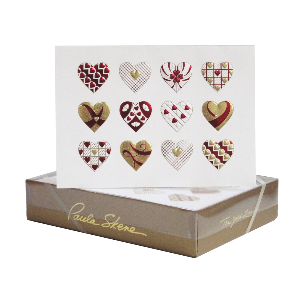 PAULA SKENE DESIGNS - Heart Medley Valentine Card on White