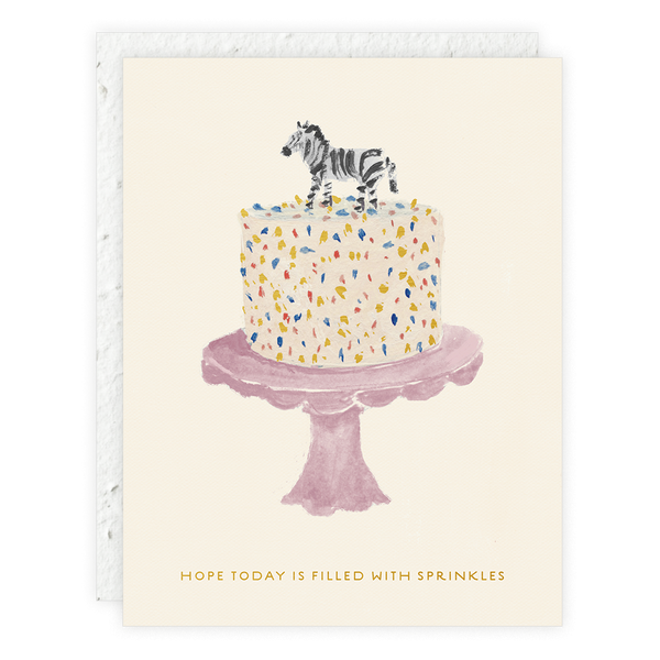 Seedlings - Zebra Cake -Birthday Card