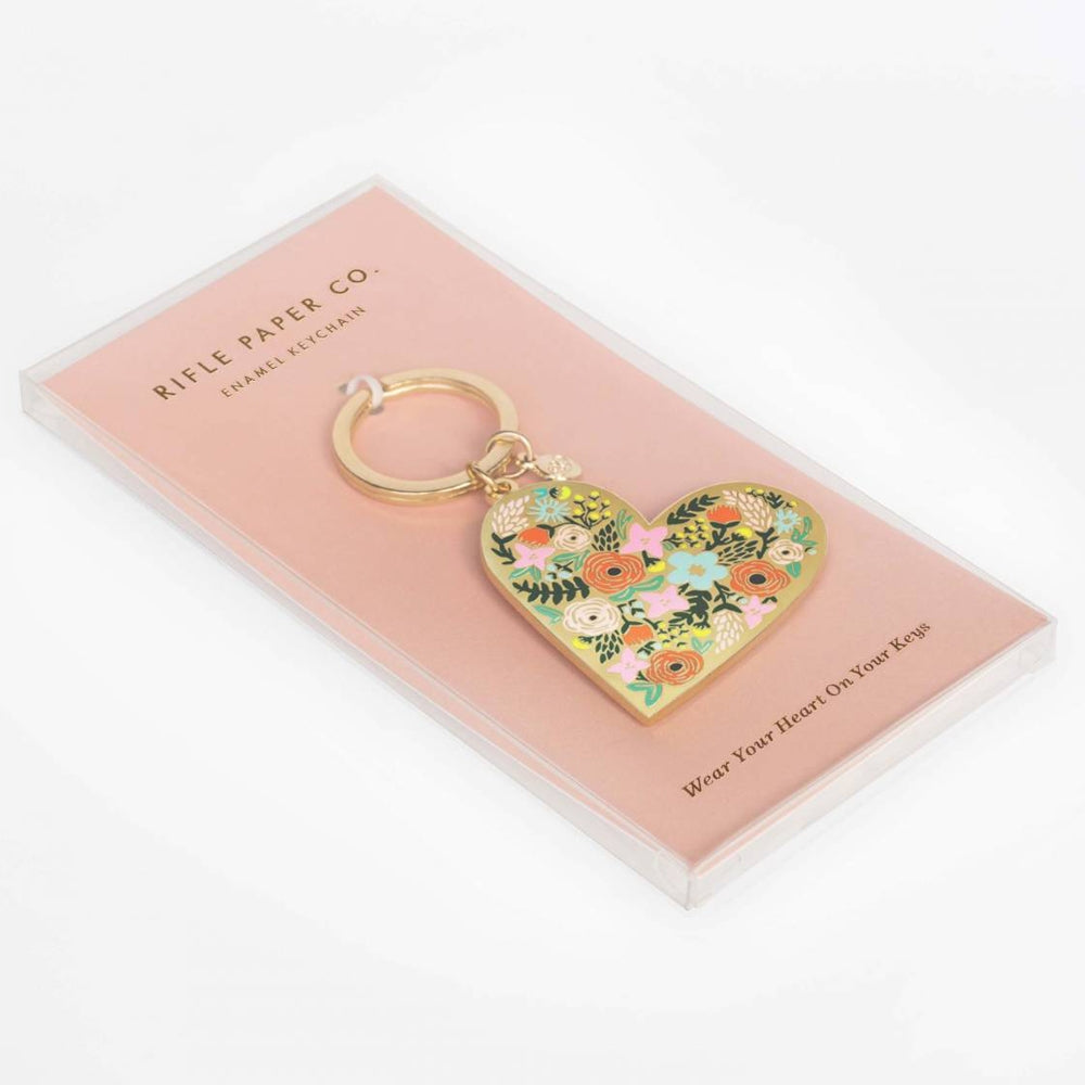 Rifle Paper Co. Floral Heart Enamel Keychain