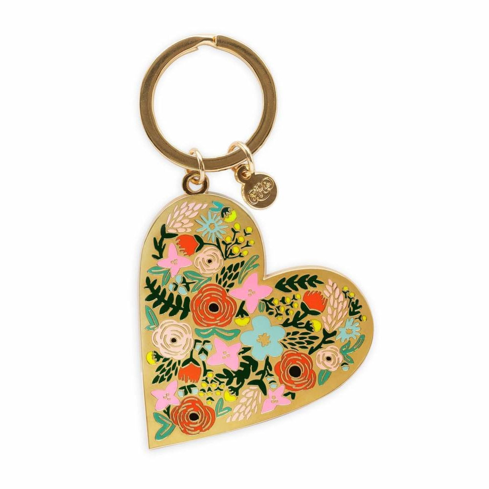 Rifle Paper Co. Floral Heart Enamel Keychain