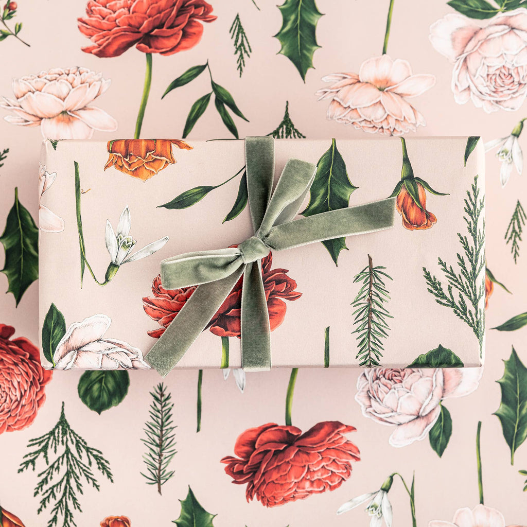 Catherine Lewis Design - Berry Roses Christmas Gift Wrap