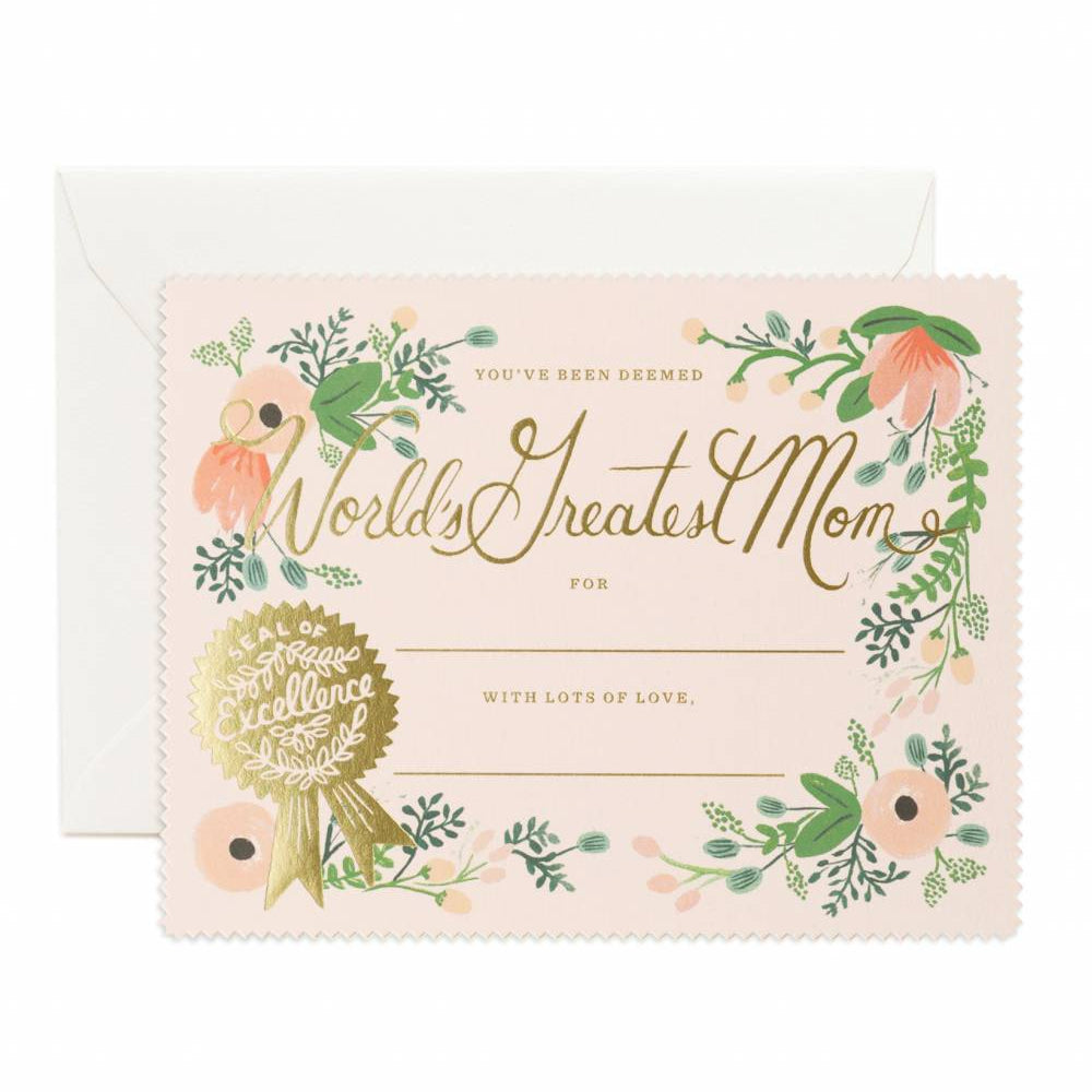 Rifle Paper Co. World's Greatest Mom Certificate