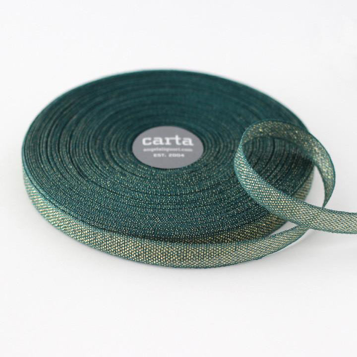 Studio Carta Metallic Loose Weave Ribbon - Jade & Gold (2m Lengths)