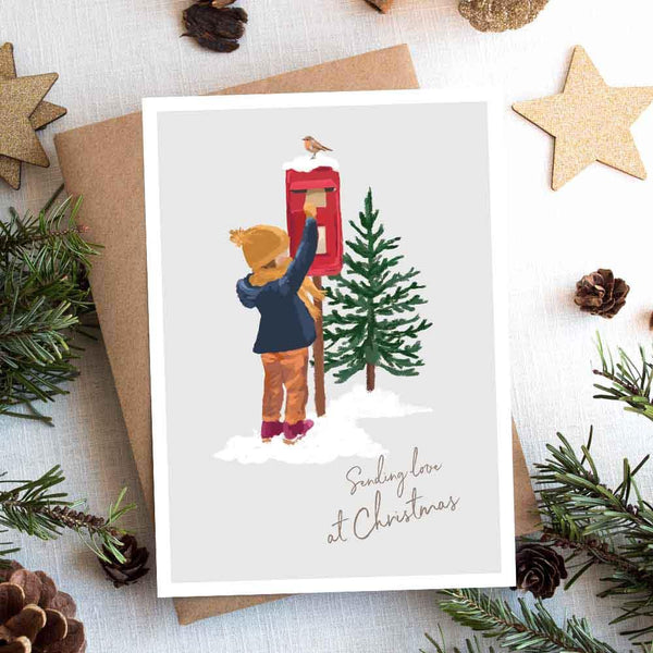 Sirocco Design Sending Love Post Box Christmas Card