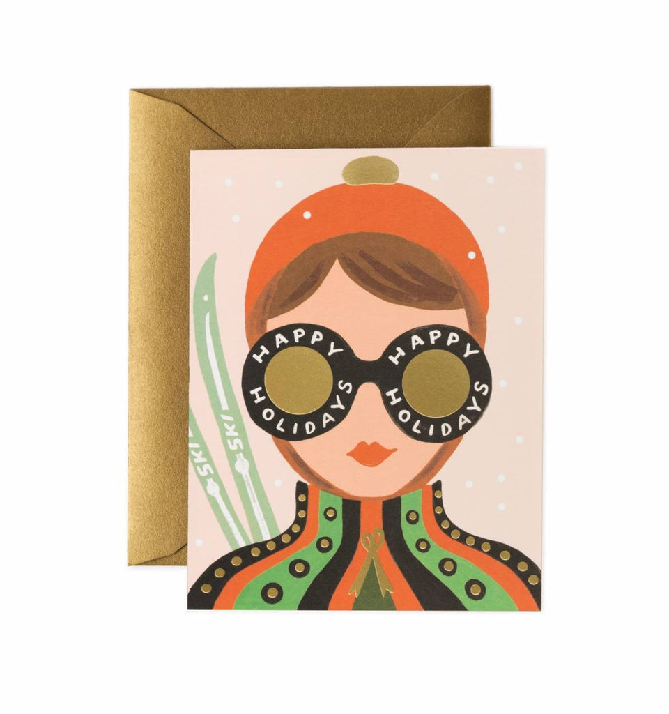 Rifle Paper Co. Ski Girl Christmas Card SET