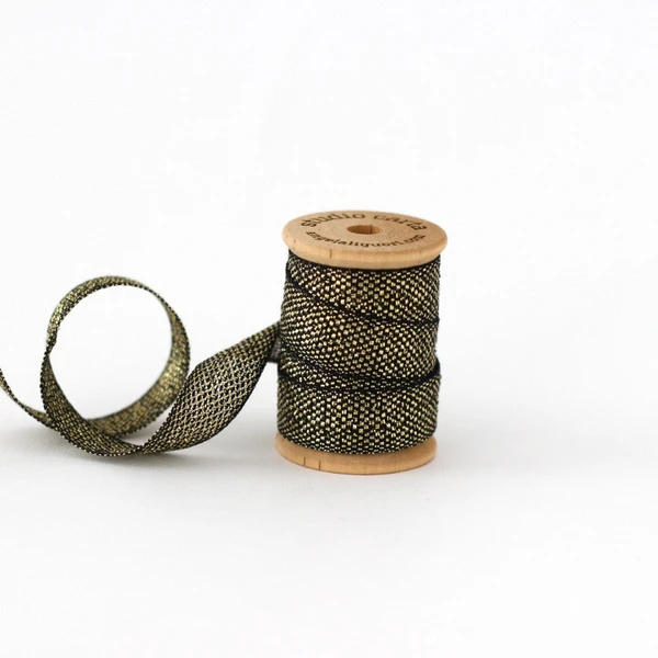 Studio Carta Metallic Loose Weave Ribbon - Black & Gold