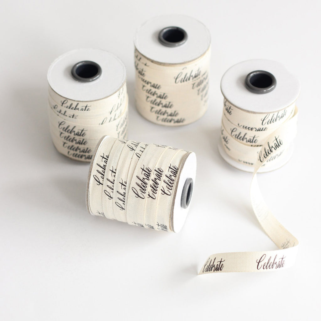 Studio Carta Cotton Ribbon - Celebrate Calligraphy Ribbon