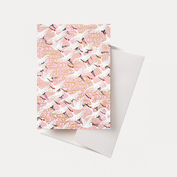 Esmie White Cranes Greeting Card - Pink